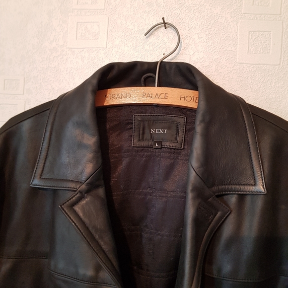 Vintage Very Heavy Leather Jacket Mid Length Men's Large - Picture 2 of 14